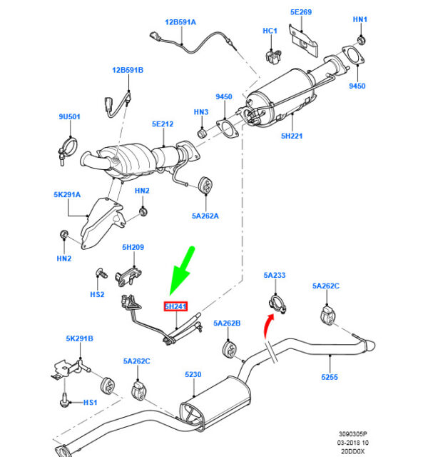 1369263 - NEW FORD FOCUS MK2 DPF SENSOR PIPE 1369263 3M5A-5H241-AA ORIGINAL