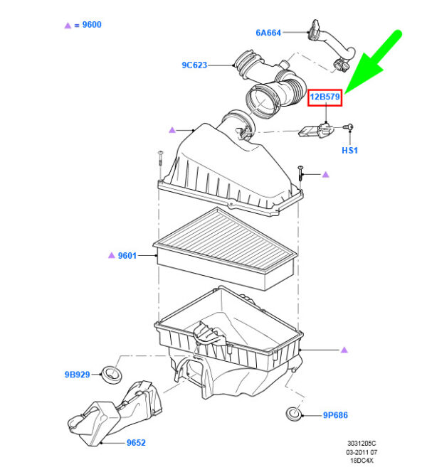 1376235 - NEW FORD GALAXY MK2 AIR MASS METER SENSOR 1376235 6C11-12B579-AA ORIGINAL