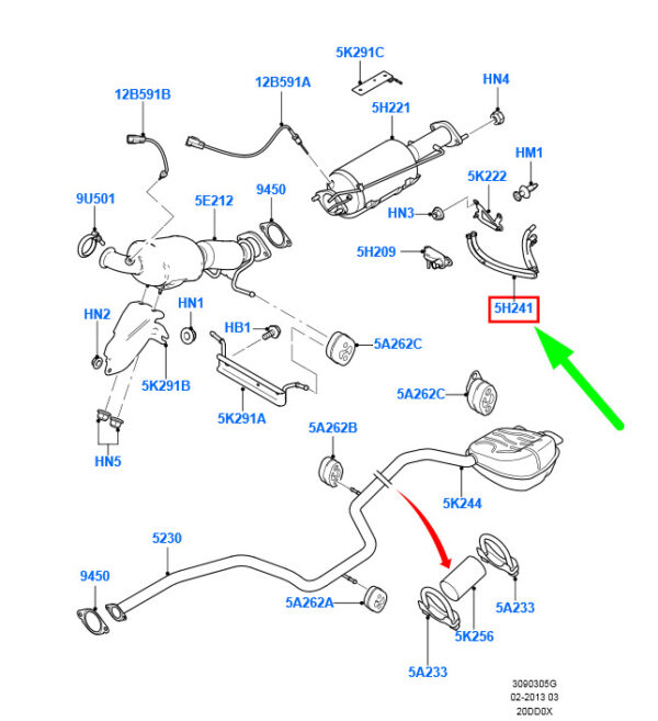 1440559 - NEW FORD MONDEO MK4 EXHAUST SYSTEM HOSE ASSY 6G91-5H241-AA 1440559 ORIGINAL