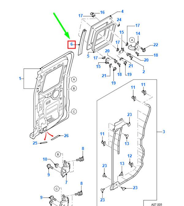 1453481 - NEW FORD RANGER MK2 REAR DOOR WINDOW FRAME STRIP 1453481 ORIGINAL