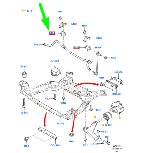 1478582 - NEW FORD GALAXY MK2 FRONT STABILIZER BUSH 1478582 6G9N-5484-UB ORIGINAL