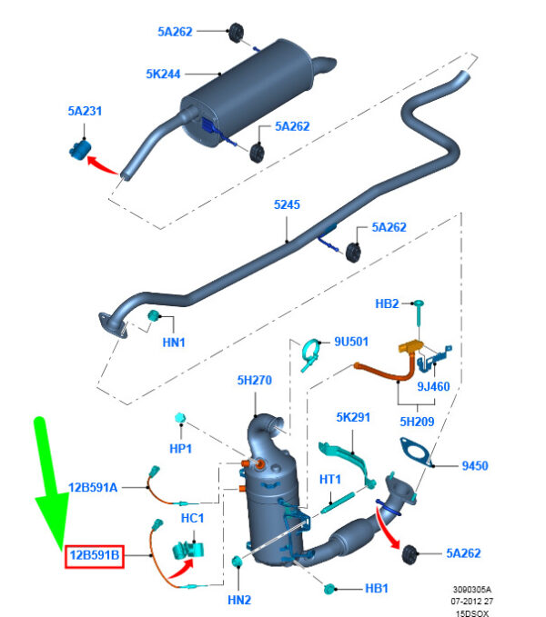 1496243 - NEW FORD B-MAX B232 EXHAUST GAS TEMPERATURE SENSOR 1496243 ORIGINAL