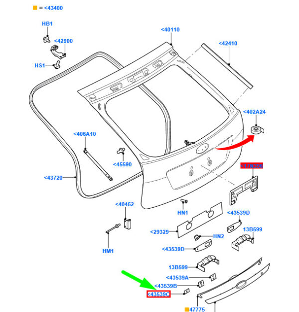 1534072 - NEW FORD FOCUS MK2 CARGO COMPARTMENT HANDLE PADS 1534072 ORIGINAL
