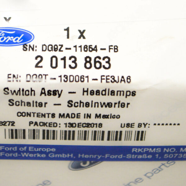 2013863 - NEW FORD EXPLORER U502 HEADLIGHTS CONTROL SWITCH DG9Z11654FB 2013863