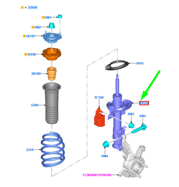 2037976 - NEW FORD FIESTA WT MK6 FRONT LEFT SHOCK ABSORBER 2037976 C1BC-18K001-PE ORIGINAL