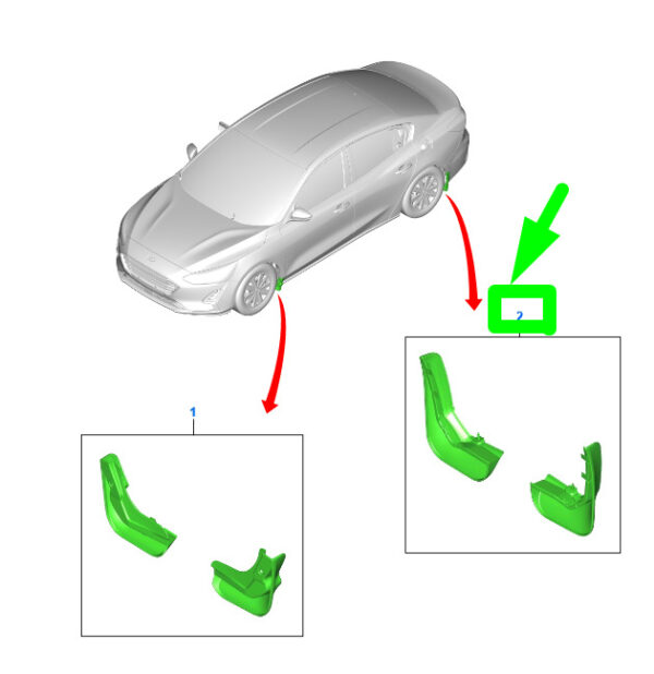 2136901 - NEW FORD FOCUS C519 MK4 REAR MUDGUARD FLAP KIT 2136901 AMJX7J-A286A12-AA