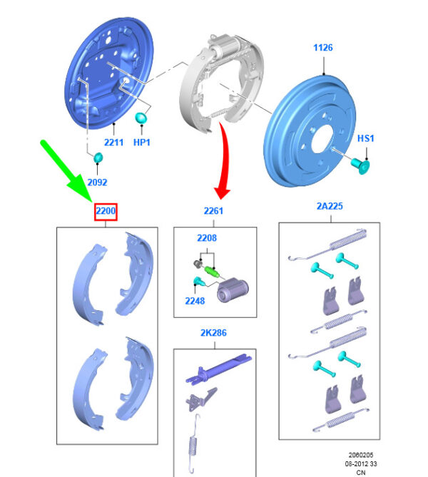 2147333 - NEW FORD FIESTA MK6 REAR BRAKE SHOES KIT 2147333 ME8V5J-2200-AD ORIGINAL
