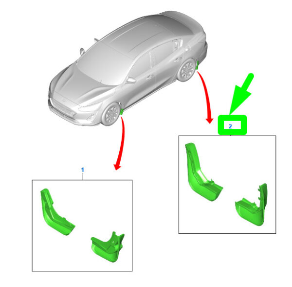 2269105 - NEW FORD FOCUS C519 MK4 ESTATE REAR MUDGUARD FLAP KIT 2269105 ORIGINAL
