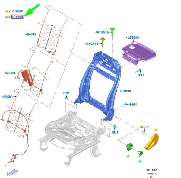 2313591 - Ford Kuga MK2 C520 Front Backrest Adjustment Handle 2313591part