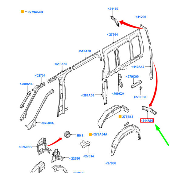 4097169 - NEW FORD TRANSIT MK3 SIDE QUARTER PANEL EXTENSION BRACKET 4097169 ORIGINAL