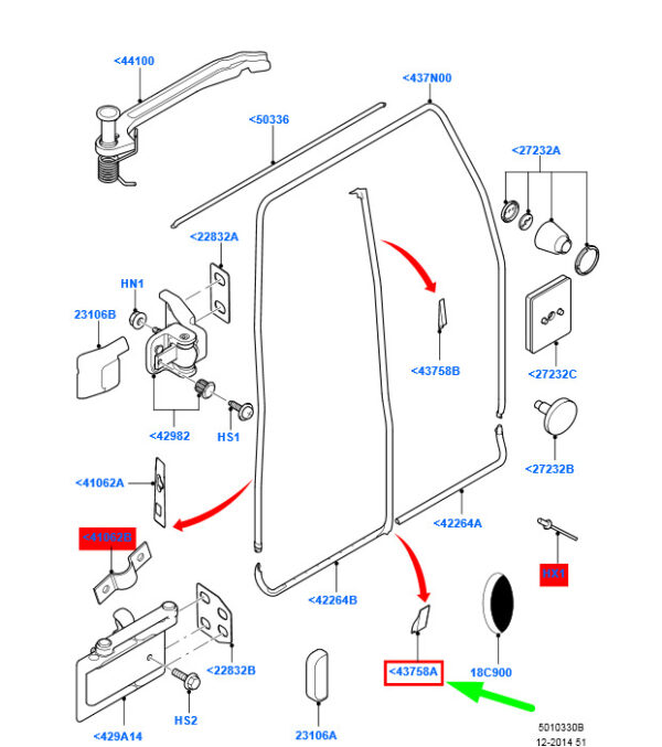 5145269 - NEW FORD TRANSIT MK3 REAR DOOR STOP GASKET BOTTOM 5145269 2T14-V43758-AC