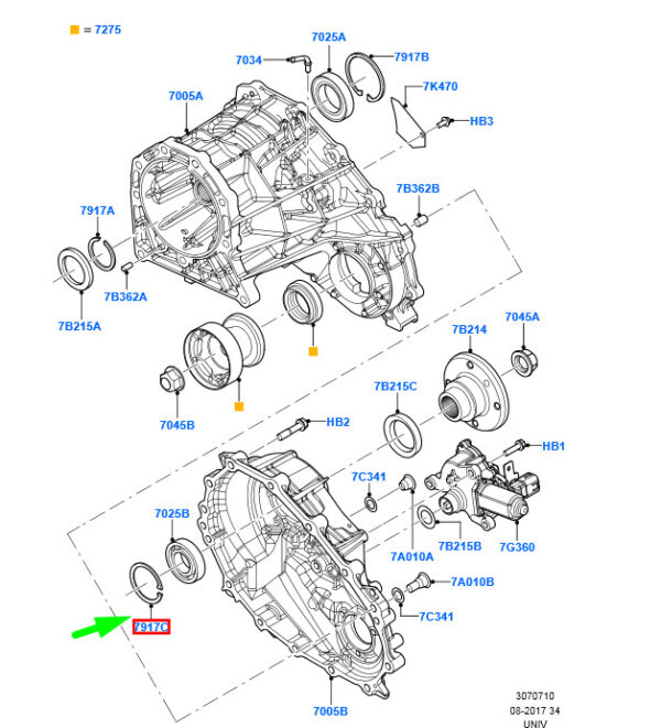5193562 - NEW FORD RANGER T6 MK1 TRANSFER DRIVE SNAP RING AB39-7917-FA 5193562 ORIGINAL