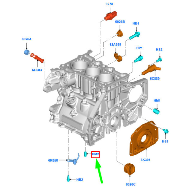 5205859 - NEW FORD FIESTA MK7 CYLINDER BLOCK AND PIN CONNECTOR W716407-S300 5205859 ORIGINAL