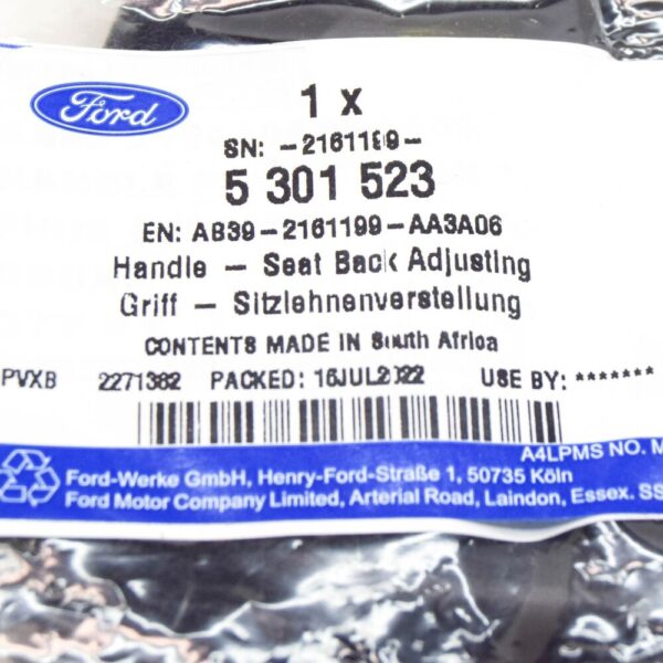 5301523 - Ford Ranger T6 MK1 Front Left Backrest Adjustment Handle 5301523part