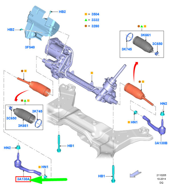 5310658 - NEW FORD EDGE MK2 STEERING GEAR RIGHT OUTER SPINDLE ROD END 5310658 ORIGINAL