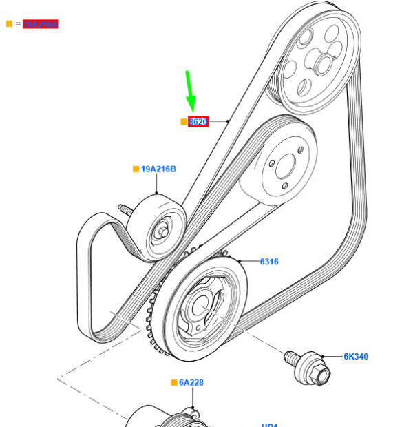 5341148 - NEW FORD FIESTA MK5 DRIVE BELT 5341148 4S4Q-6C301-CC ORIGINAL