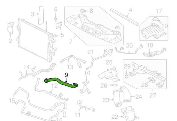 C2D6004 - JAGUAR XJ X351 Upper Radiator Water Hose C2D6004 NEW ORIGINAL