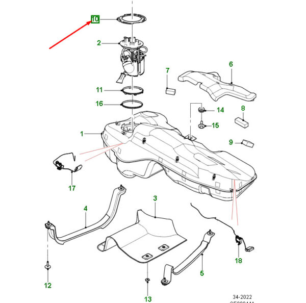 C2D60503 - Jaguar F-PACE X761 Fuel Tank Pump Fuse Ring C2D60503, Original Part