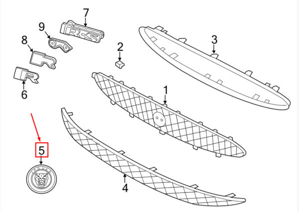 C2P23670 - JAGUAR XF X250 Front Radiator Grille Emblem C2P23670 NEW GENUINE