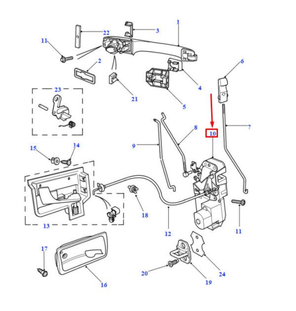 FQJ103220 - Land Rover Range Rover II P38A Front Right Door Lock RHD FQJ103220 NEW