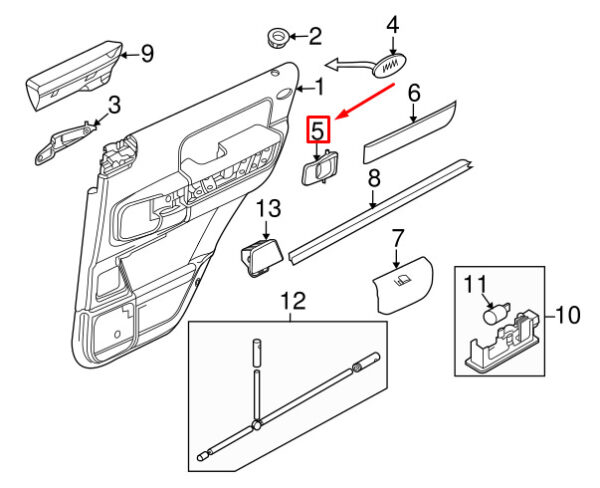 FRH000030 - LAND ROVER RANGE ROVER L322 Left Rear Interior Handle FRH000030 NEW GENUINE
