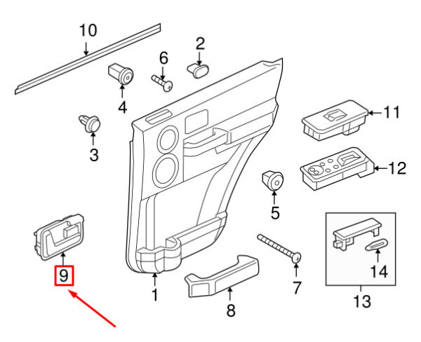 FVC500400WWE - LAND ROVER DISCOVERY 3 L319 Right Rear Inner Handle FVC500400WWE NEW GENUINE