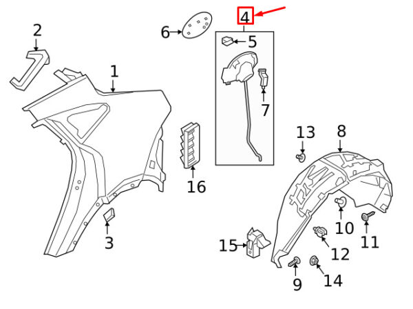 J9C2130 - Jaguar E-PACE X540 Fuel Tank Filler Connector J9C2130, Original Part