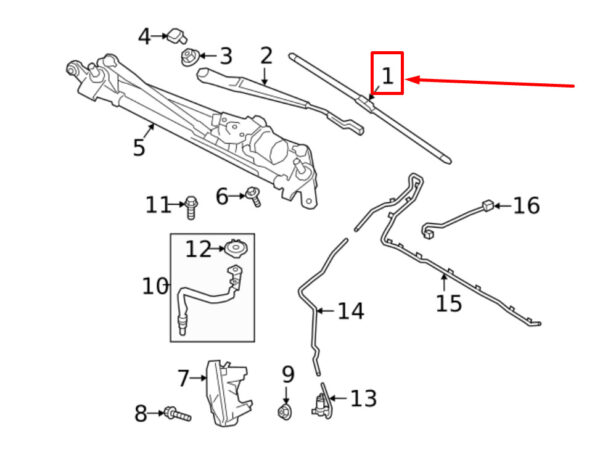 J9C7279 - JAGUAR E-PACE X540 Wiper Blade Front Right LHD J9C7279 NEW ORIGINAL