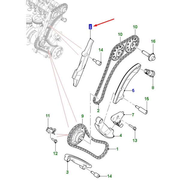 JDE40799 - JAGUAR F-PACE X761 Secondary Control Chain Guide JDE40799 NEW GENUINE