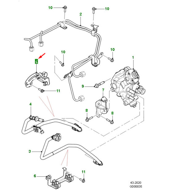 JDE40822 - JAGUAR F-PACE X761 Top Mount for Fuel Line JDE40822, NEW, ORIGINAL