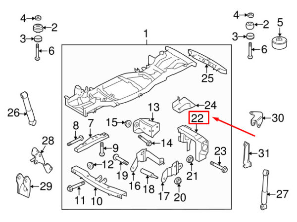 KQD500133 - LR DISCOVERY 4 L319 Frame Left Crossbody Side Mount KQD500133 NEW