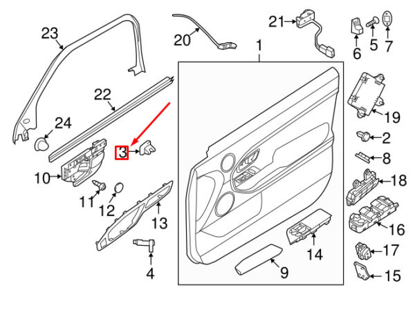 LR001790 - LAND ROVER FREELANDER L359 Door Trim Holder LR001790 NEW GENUINE