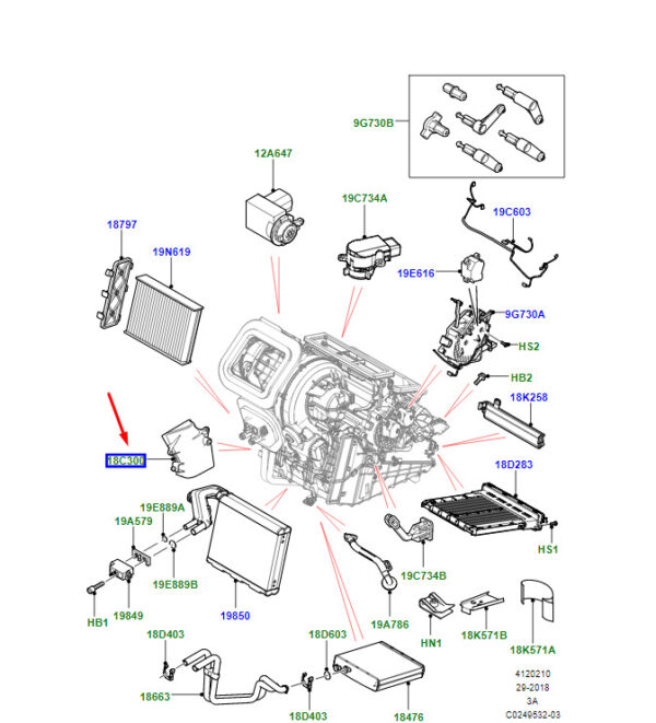 LR002892 - Land Rover Range Rover Velar L560 Footroom Air Channel LR002892, Original Part