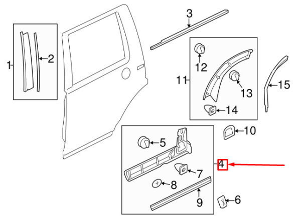 LR010624 - LAND ROVER DISCOVERY LR4 L319 REAR LEFT LOWER DOOR TRIM LR010624 NEW GENUINE