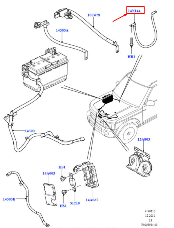 LR013021 - LAND ROVER DISCOVERY III L319 Positive Battery Cable LR013021 NEW ORIGINAL