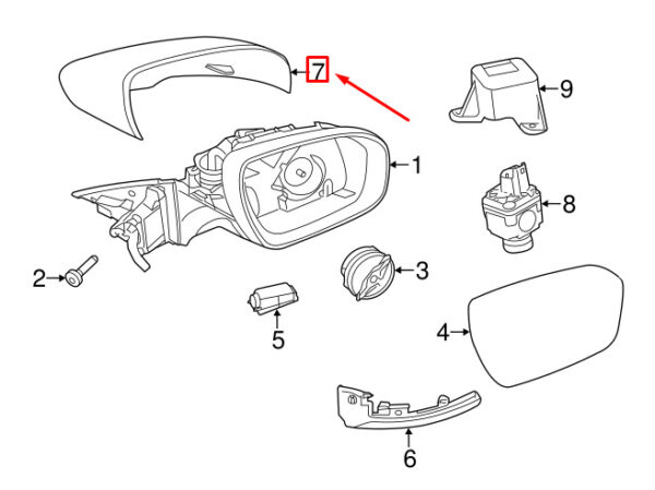 LR025171 - LR RANGE ROVER EVOQUE L538 Front Left Door Mirror Cover LR025171 NEW GENUINE