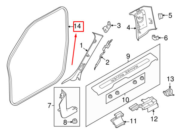 LR033103 - LAND ROVER RANGE ROVER EVOQUE L538 Front Door Gasket LR033103 NEW GENUINE