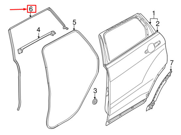 LR033109 - LR RANGE ROVER EVOQUE L538 Rear Left Top Door Gasket Strip LR033109 NEW