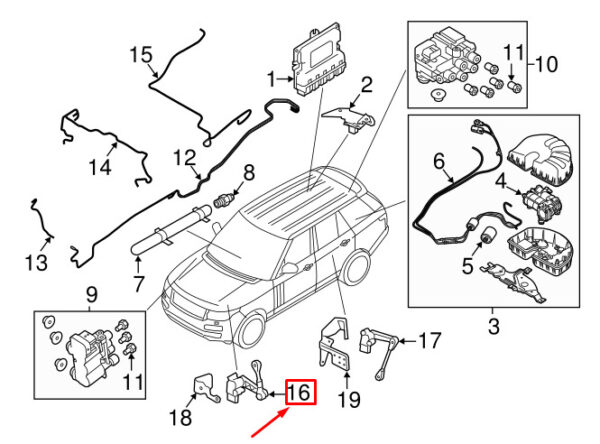 LR033256 - Land Rover Discovery V L462 Front Height Sensor LR033256 NEW ORIGINAL