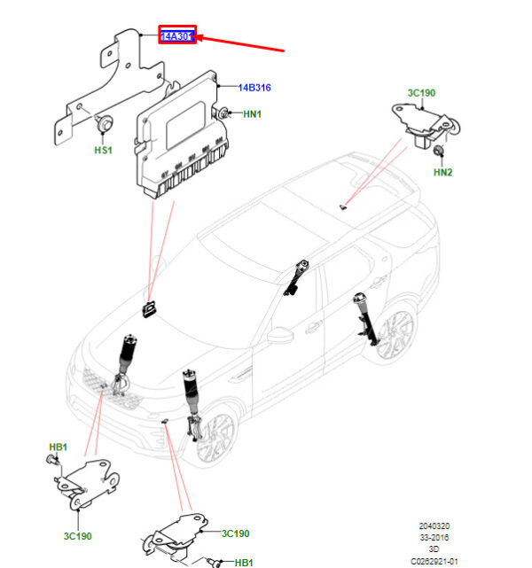 LR033258 - LR DISCOVERY V L462 Active Suspension Control Mount LR033258 NEW