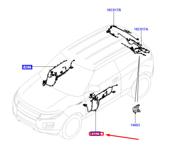 LR033781 - LR Range Rover Evoque L538 door wiring front left LHD LR033781 NEW ORIGINAL