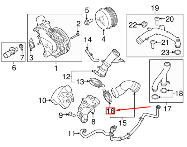 LR034109 - LAND ROVER DISCOVERY L462 Engine Coolant Pipe Clamp LR034109 NEW GENUINE