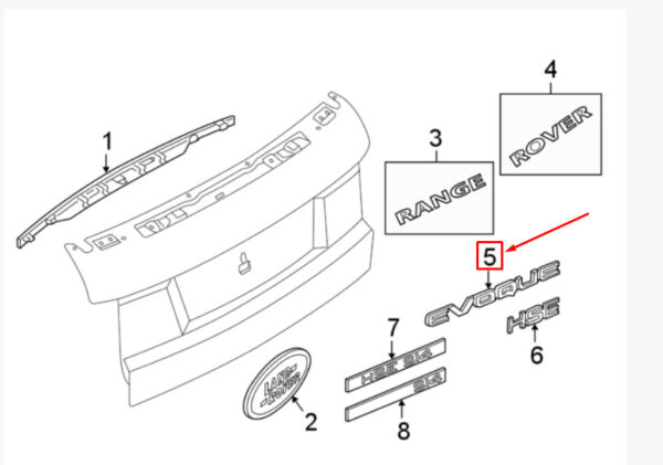 LR035431 - LAND ROVER RANGE ROVER EVOQUE L538 Tailgate Emblem LR078573 NEW Original