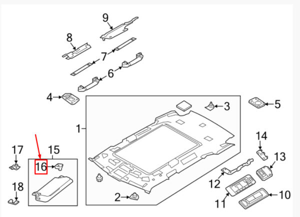 LR040146 - Land Rover Range Rover IV L405 Sunscreen Holder Right LR040146, Original Part