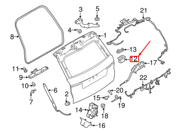 LR040338 - LAND ROVER DISCOVERY V L462 Tailgate Switch LR040338 NEW Original
