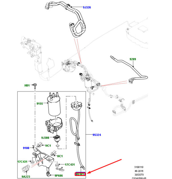 LR040357 - LAND ROVER RANGE ROVER IV L405 Fuel Hose LR040357 NEW GENUINE