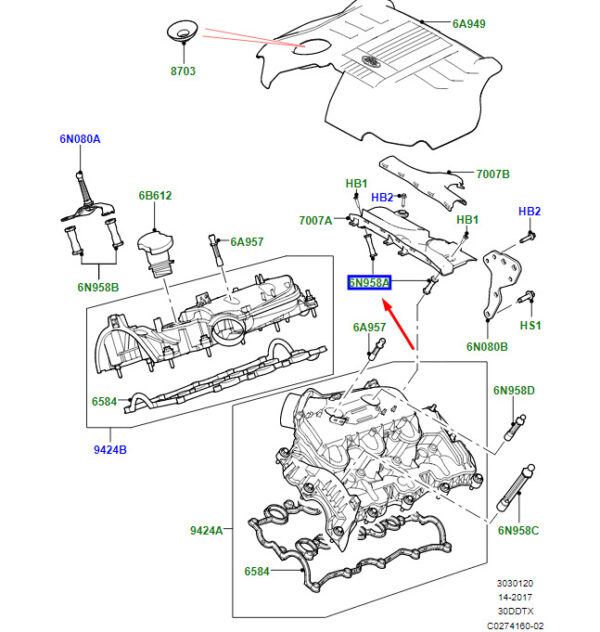 LR041092 - LAND ROVER RANGE ROVER VELAR L560 Engine Cover Stud LR041092 NEW GENUINE