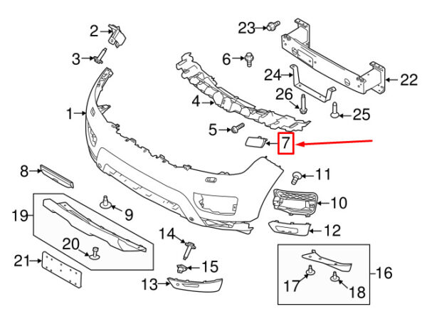 LR045045 - LR RANGE ROVER SPORT L494 FRONT LEFT LAMP COVER LR045045 NEW GENUINE