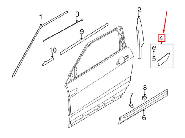 LR046866 - LR RANGE ROVER EVOQUE L538 door strip front left LR046866 NEW ORIGINAL