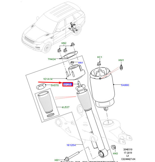 LR047323 - LAND ROVER RANGE ROVER SPORT II L494 rear shock absorber LR047323 NEW ORIGINAL